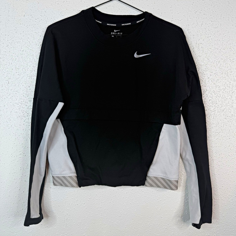 Nike Dri-FIT women's Running Long Sleeve Colorblock Crew Reflective Black S